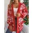 thumbnail image 1 of Women's Ugly Christmas Cardigans Sweater with Pockets Heart Pattern Xmas Knit Cardigan Reindeer Open Front Knitwear, 1 of 7