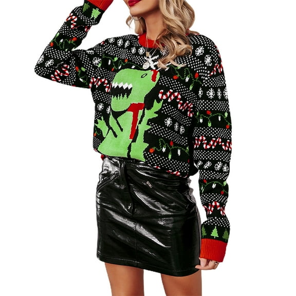 Women's Ugly Christmas Pullover Sweaters Long Sleeve Cute Sweaters for Wintertime and Holiday Parties