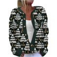 thumbnail image 1 of Women's Ugly Christmas Sweater Funny Santa Print Cardigan Open Front Button Down Long Sleeve Knitted Coat, 1 of 3