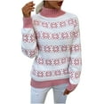 thumbnail image 1 of Women's Ugly Christmas Sweater Xmas Snowflake Turtleneck Long Sleeve Knitted Pullover Holiday Party Knitwear, 1 of 4