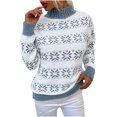 thumbnail image 1 of Women's Ugly Christmas Sweater Xmas Snowflake Turtleneck Long Sleeve Knitted Pullover Holiday Party Knitwear, 1 of 4