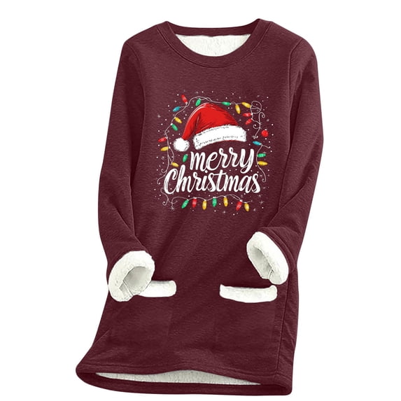 Women's Ugly Christmas Sweatershirt Fleece Funny Cute 3D Print Top Long Sleeve Crewneck Holiday Pullover
