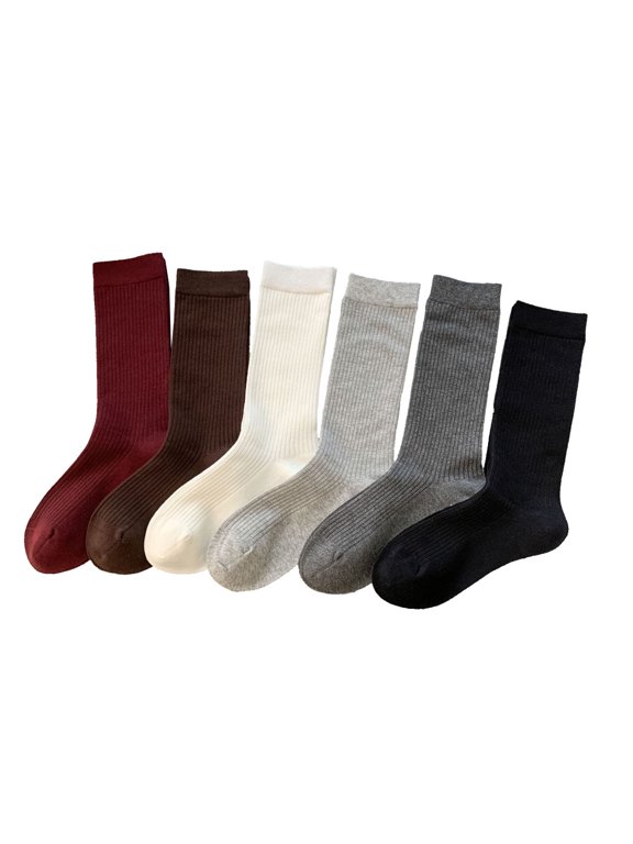 Women's Ultimate Comfort Crew Socks - 6 Pairs Cute Casual Aesthetic Neutral Cotton Socks