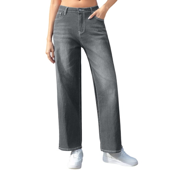 Women's Ultimate High Waist Elastic Waist Solid Color Wide Leg Pants for Spring Winter Casual Wear and Trousers Fashion