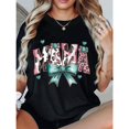 thumbnail image 1 of Women's Ultra Charming Motherhood - Inspired "MAMA" Tops Featuring Vibrant Animal Print Design & Pretty Turquoise Bow, Unique Sweet - Style Print Tshirts, 1 of 5