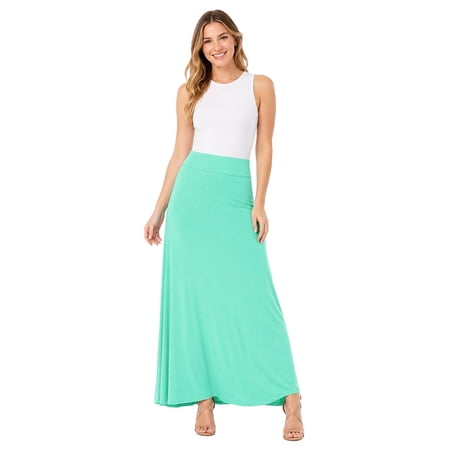 Women's Stretchy Flowy Maxi Skirt with Elastic Waistband for Comfort and Style
