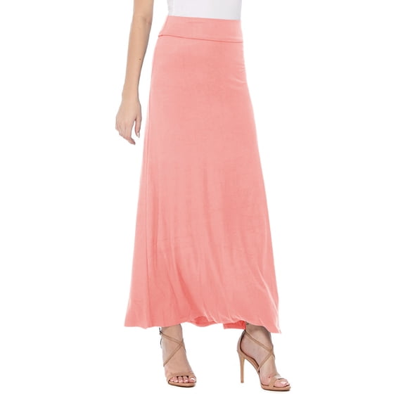 Women's Stretchy Flowy Maxi Skirt with Elastic Waistband for Comfort and Style