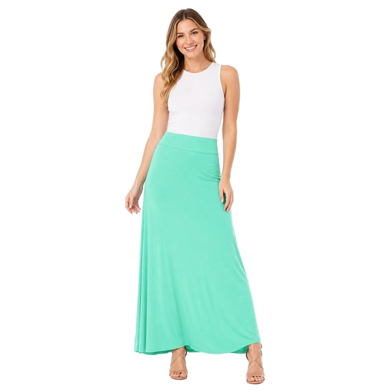 Women's Stretchy Flowy Maxi Skirt with Elastic Waistband for Comfort and Style