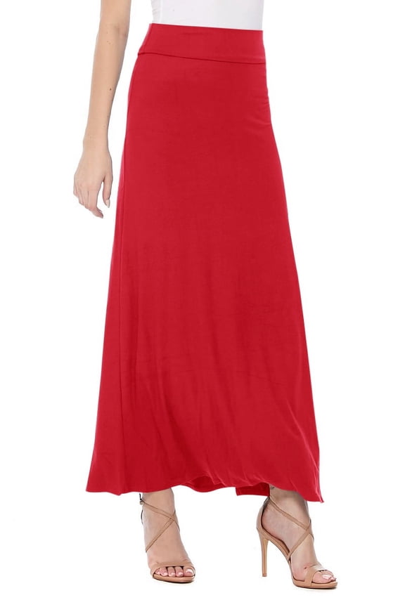Women's Stretchy Flowy Maxi Skirt with Elastic Waistband for Comfort and Style