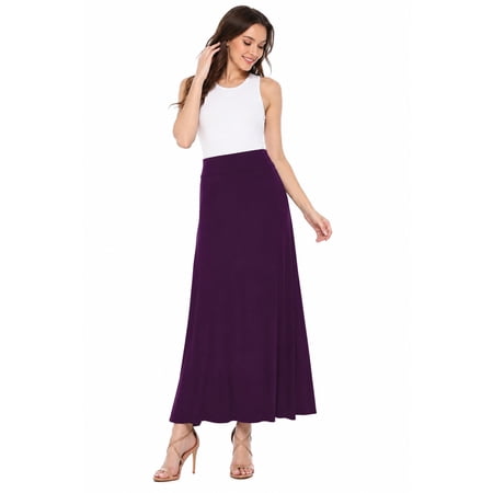 Women's Stretchy Flowy Maxi Skirt with Elastic Waistband for Comfort and Style
