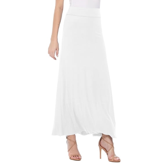 Women's Stretchy Flowy Maxi Skirt with Elastic Waistband for Comfort and Style