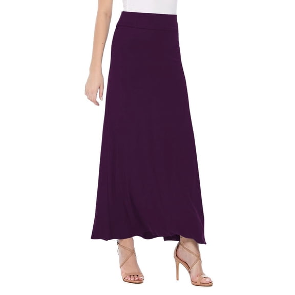 Women's Stretchy Flowy Maxi Skirt with Elastic Waistband for Comfort and Style