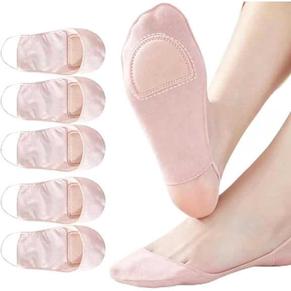 Women's Ultra Low Cut Liner Palm Socks with Half Foot Cushion, Non-slip Low-cut No Show Socks for Open Back Shoes