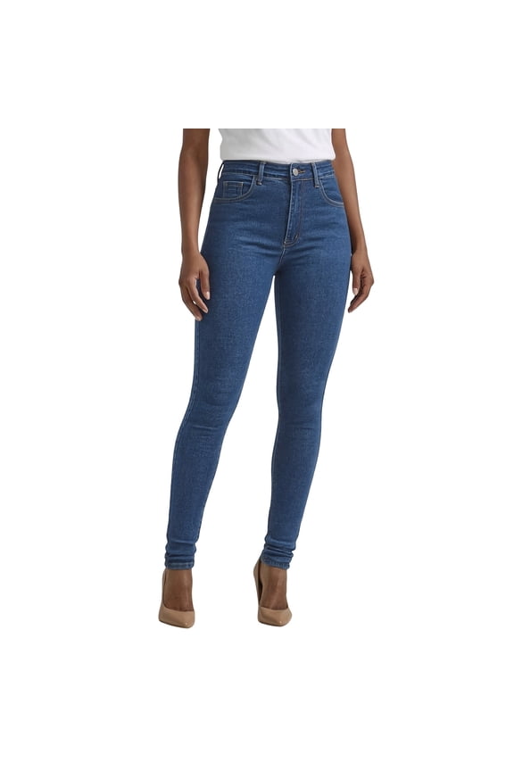 Women's Ultra Lux Comfort with Flex Motion Skinny Leg Jean with Ever Fit Blue L