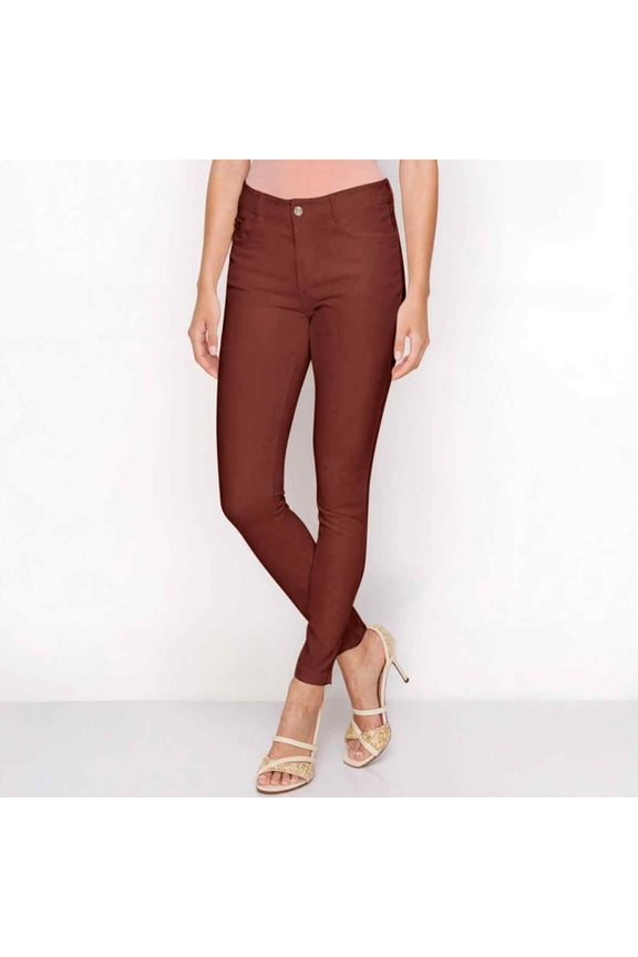 Women's Ultra Stretchy Classic 5 Pocket Jeggings, Full Length, Coffee, L