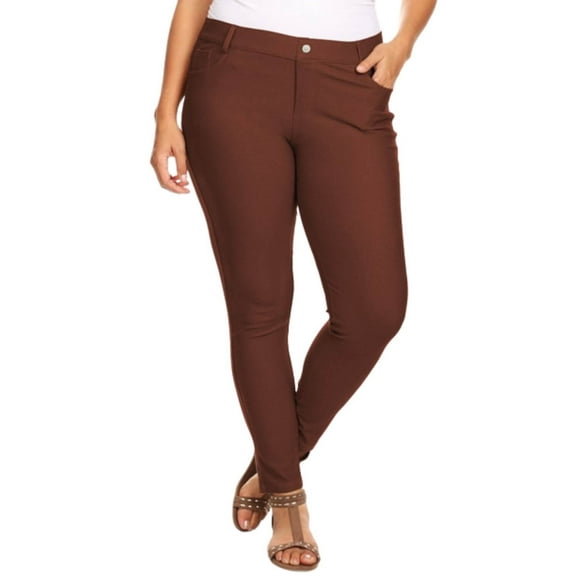 Women's Ultra Stretchy Classic 5 Pocket Jeggings, Full Length, Coffee, XL