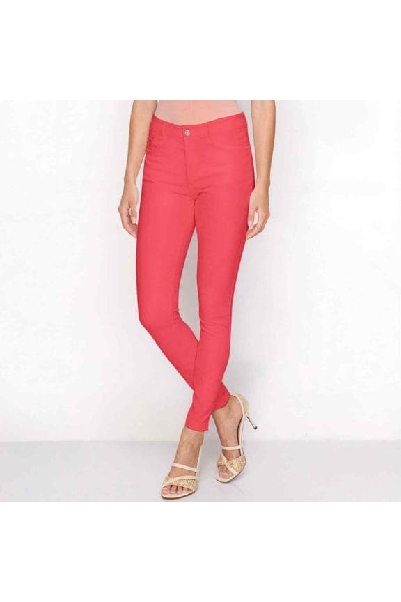 Women's Ultra Stretchy Classic 5 Pocket Jeggings, Full Length, Coral, S