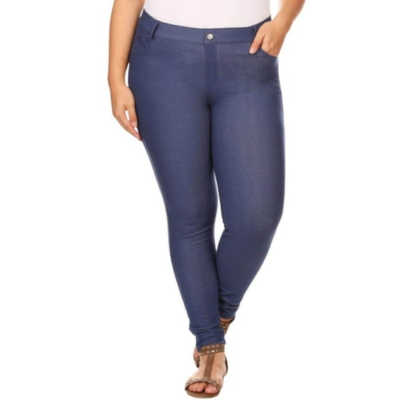 Women's Ultra Stretchy Classic 5 Pocket Jeggings, Full Length, Denim Blue, 2XL
