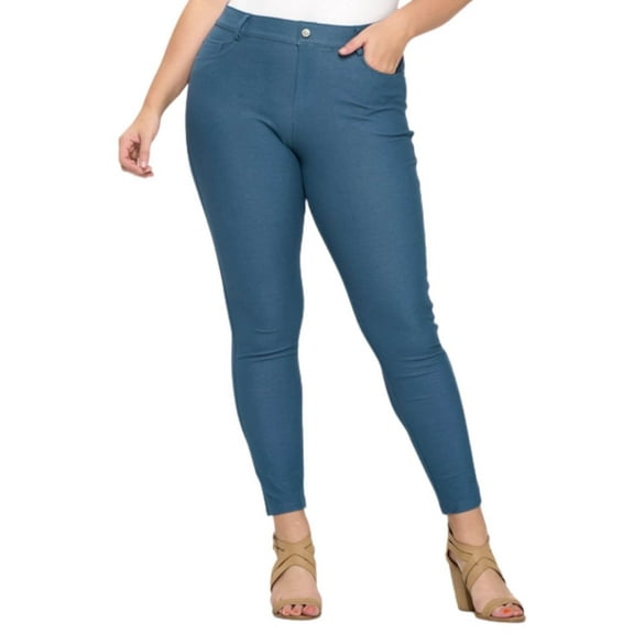 Women's Ultra Stretchy Classic 5 Pocket Jeggings, Full Length, Teal, XL