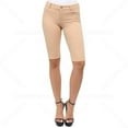 thumbnail image 1 of COUVER Women Ultra Stretchy Classic 5 Pocket Jeggings Bermuda Shorts Camel M, 1 of 7
