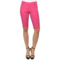 thumbnail image 1 of COUVER Women Ultra Stretchy Classic 5 Pocket Jeggings Bermuda Shorts Fuchsia XL, 1 of 8