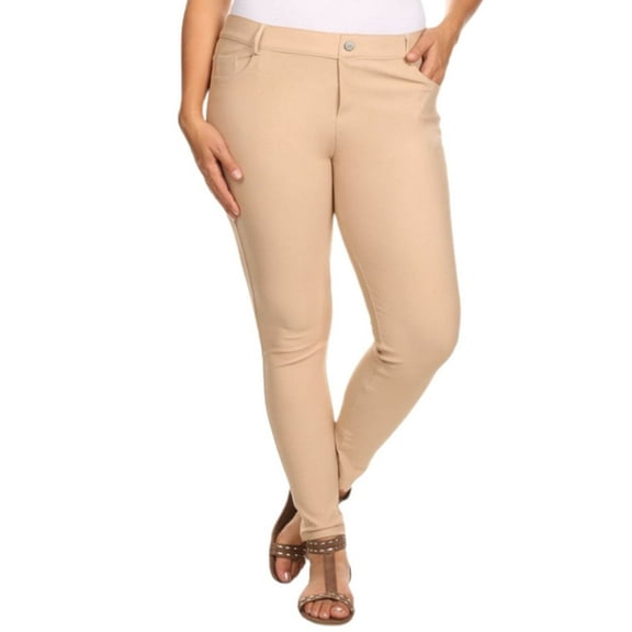 Women's Ultra Stretchy Classic 5 Pocket Jeggings, Full Length, Camel, XL