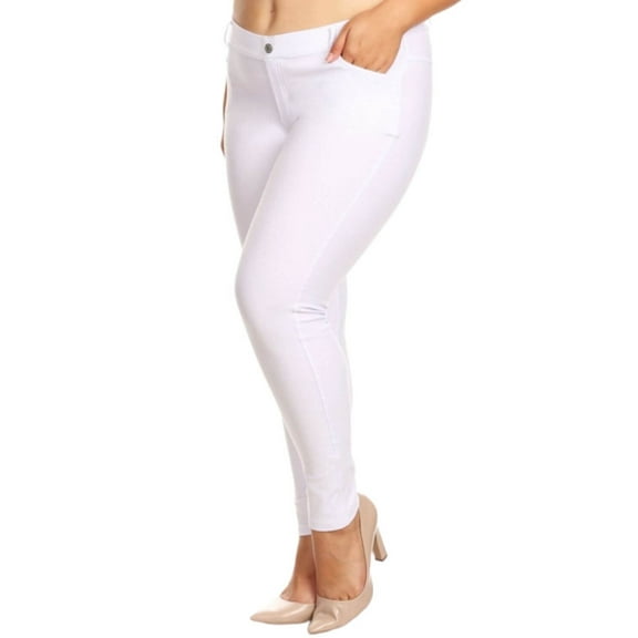 Women's Ultra Stretchy Classic 5 Pocket Jeggings, Full Length, White, XL