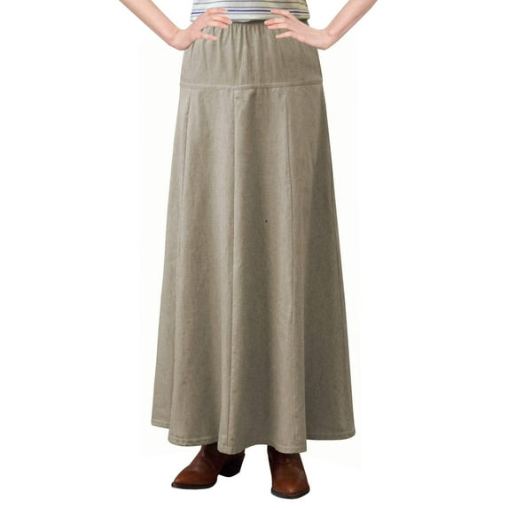 Women's Ultra Soft Lightweight Denim Fit and Flare A-Line Maxi Skirt