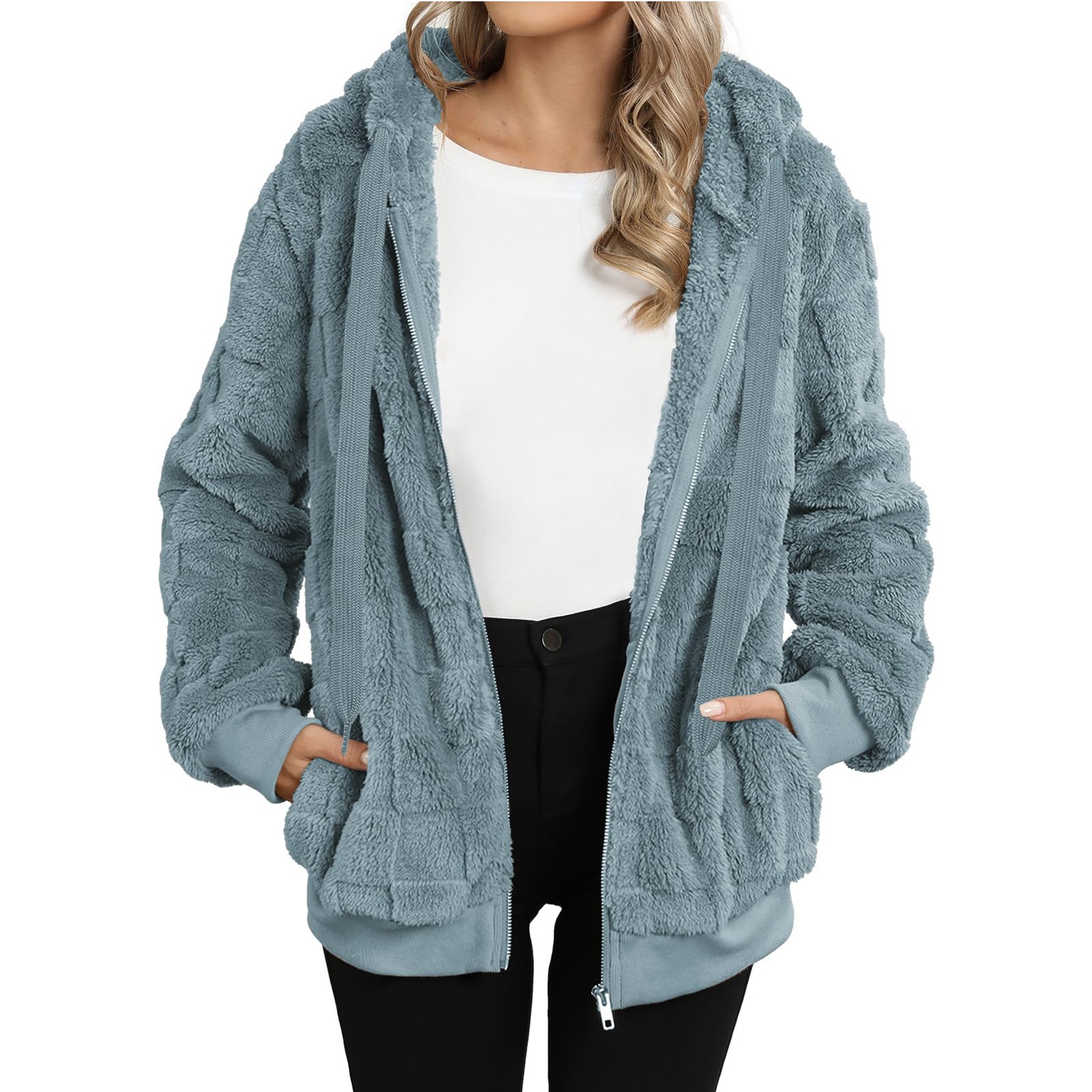 Women's UltraSoft Sherpa Fleece ZipUp Hoodie with Pockets Cozy and