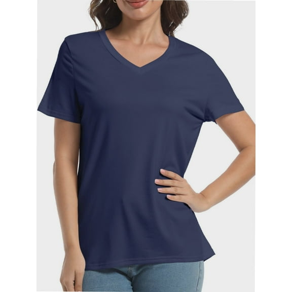 Women's Ultra-Soft V-Neck Short Sleeve T-Shirt - Casual Comfort Fit Tee