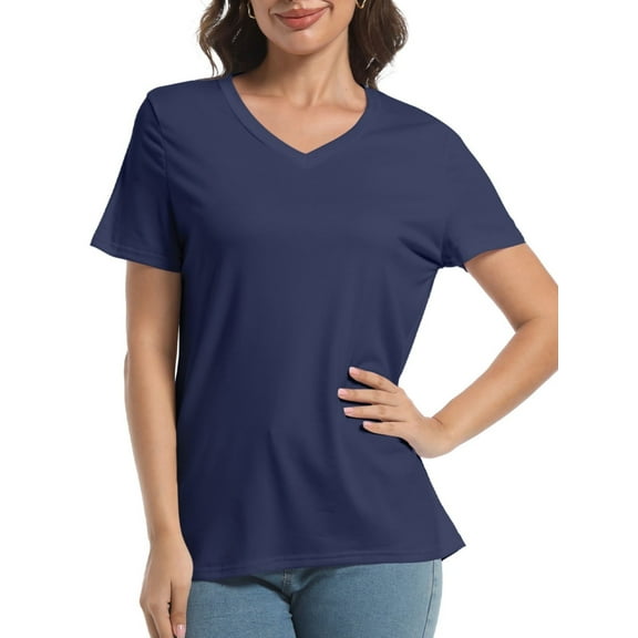 Women's Ultra-Soft V-Neck Short Sleeve Trendy Casual T-Shirt