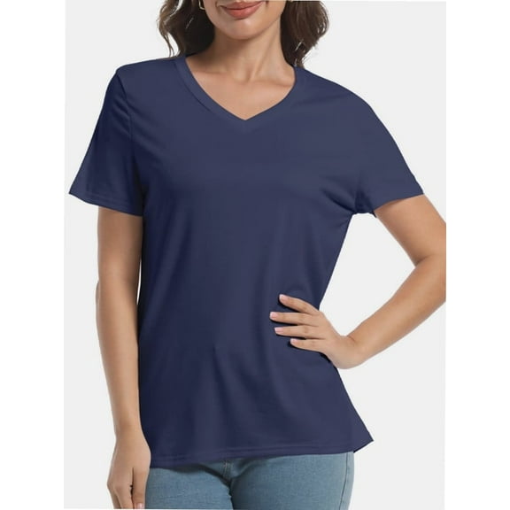 Women's Ultra-Soft V-Neck Short Sleeve Trendy Casual T-Shirt