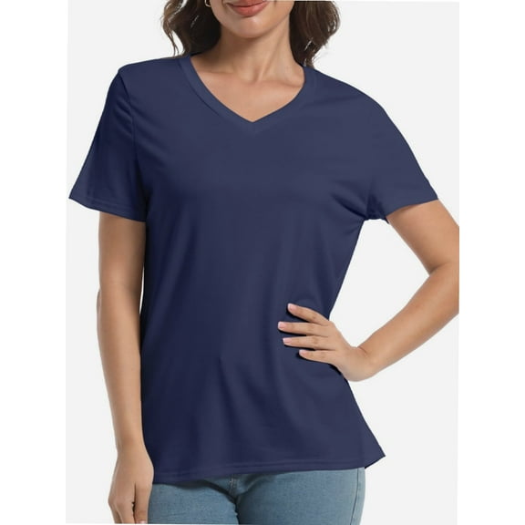 Women's Ultra-Soft V-Neck Short Sleeve Trendy Casual T-Shirt
