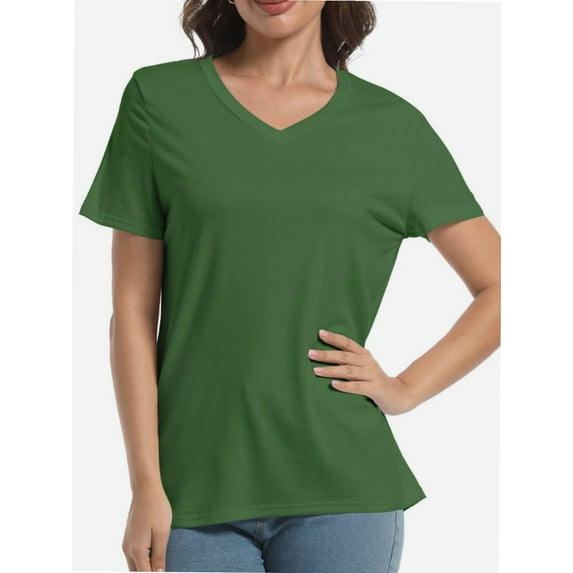 Women's Ultra-Soft V-Neck Short Sleeve Trendy Casual T-Shirt