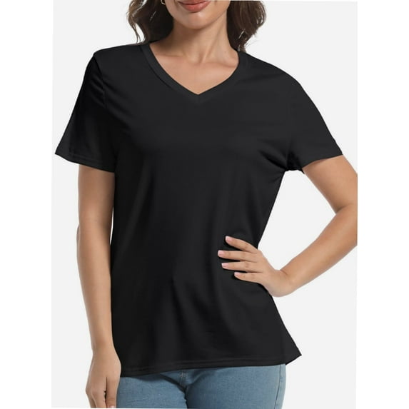 Women's Ultra-Soft V-Neck Short Sleeve Trendy Casual T-Shirt