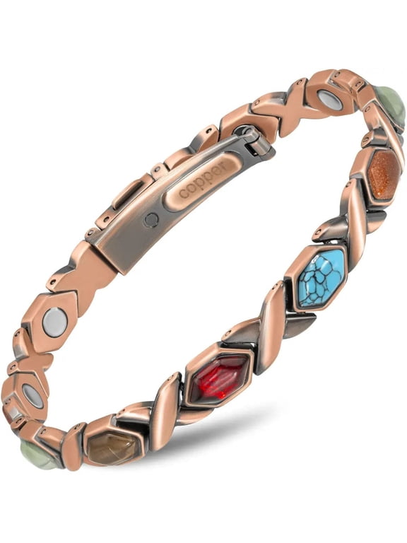 Women's Ultra Strength Pure Copper Magnetic Bracelet (Mixed Stones)