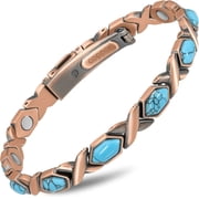 Womens Ultra Strength Pure Copper Magnetic Bracelet Turquoise XO