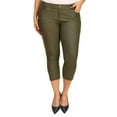 thumbnail image 1 of Couver Women's Ultra Stretch 5 Pocket Capri Jeggings Pull-On Denim Look Pants, Army Green, X-Large, 1 Pair, 1 of 9