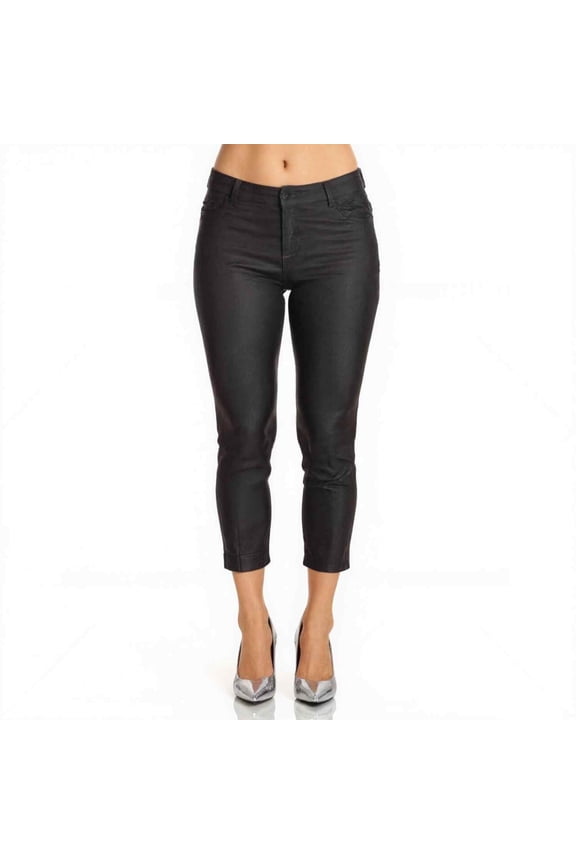Women's Ultra Stretch 5 Pocket Capri Jeggings Pull-On Denim Look Pants, Black, Large, 1 Pair
