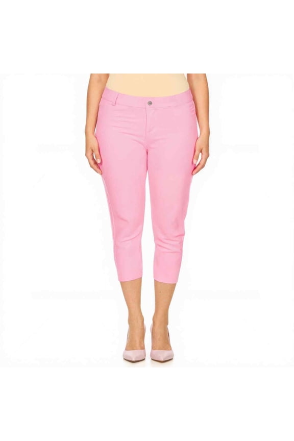 Women's Ultra Stretch 5 Pocket Capri Jeggings Pull-On Denim Look Pants, Light Pink, XX-Large, 1 Pair