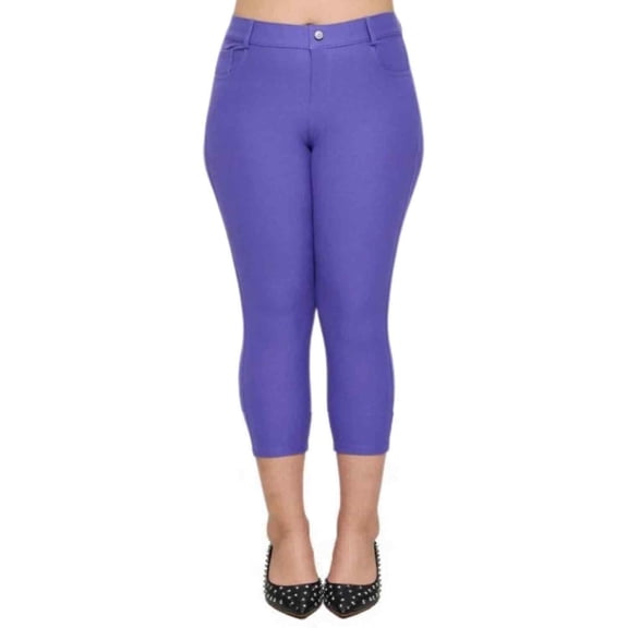 Couver Women's Ultra Stretch 5 Pocket Capri Jeggings Pull-On Denim Look Pants, Very Periwinkle, XX-Large, 1 Pair