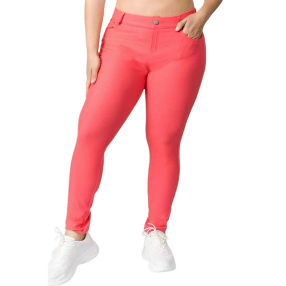 Women's Ultra Stretchy Classic 5 Pocket Jeggings, Full Length, Coral, 2XL