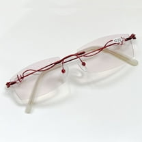 Women's Ultra-light Rimless Red Reading Glasses 1.0 Sunglasses Blue Light Blocking Presbyopic Glasses Gradient Purple Rectangle Readers  1.00