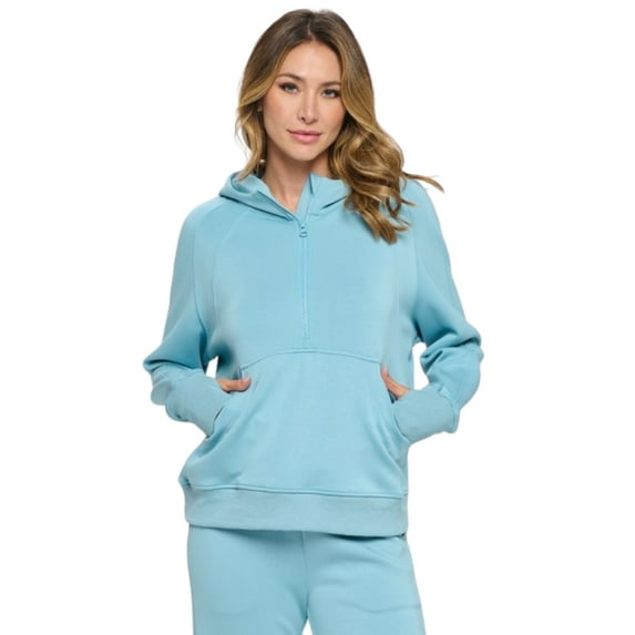Women's UltraComfy Quarter-Zip Hoodie, Light Denim, M