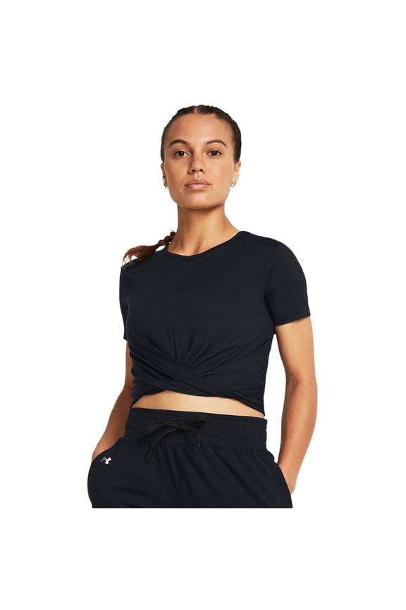 Women's Under Armour Motion Crossover Crop Short Sleeve Tee Color: Black Size: X LARGE