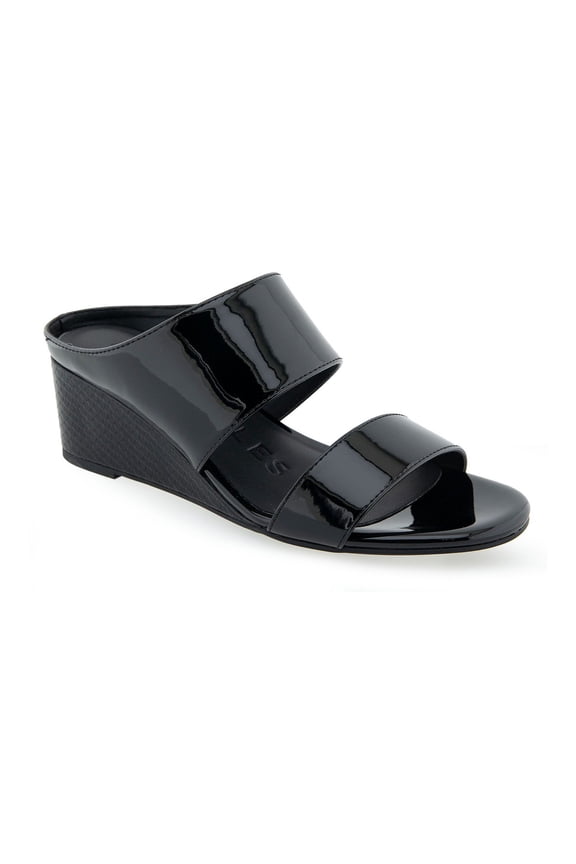 Aerosoles Wheeler Women's Wedge Sandals Color: Black Patent Pu Size: 10 WIDE