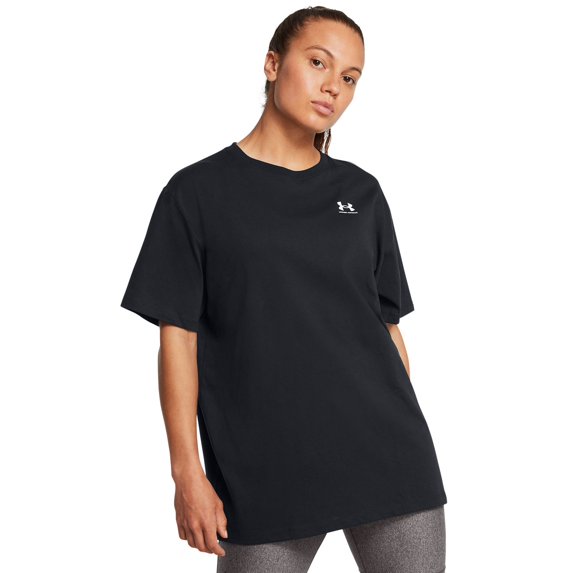 Women's Under Armour Oversized Boyfriend Logo Short Sleeve Tee Color: Black Size: X LARGE