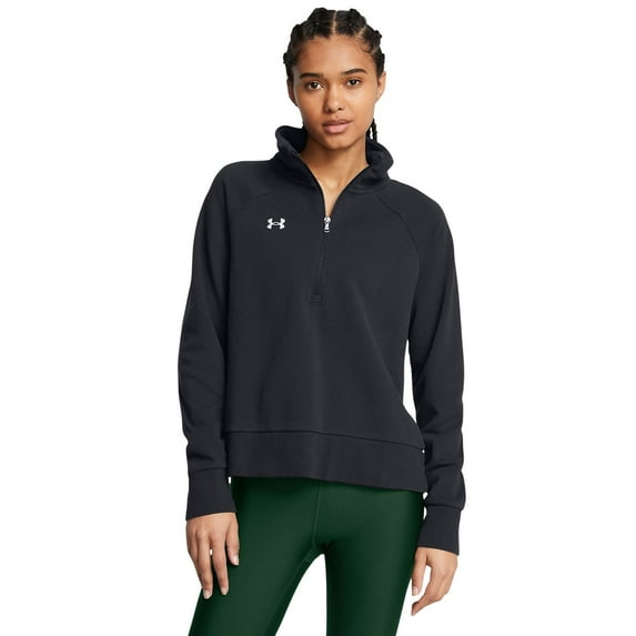 Women's Under Armour Rival Fleece Textured Half Zip Top Color: Black Size: X SMALL