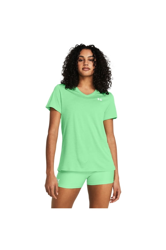Women's Under Armour Tech™ V-Neck Short Sleeve Tee Color: Green Size: LARGE