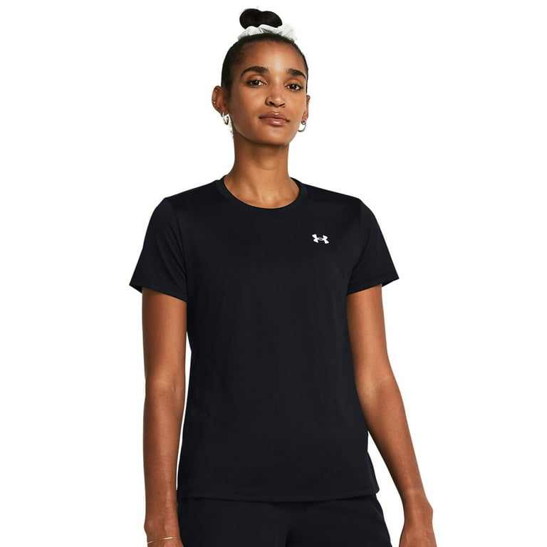 Women s Under Armour UA Tech Short Sleeve Tee Color Black Heathered Size MEDIUM Walmart